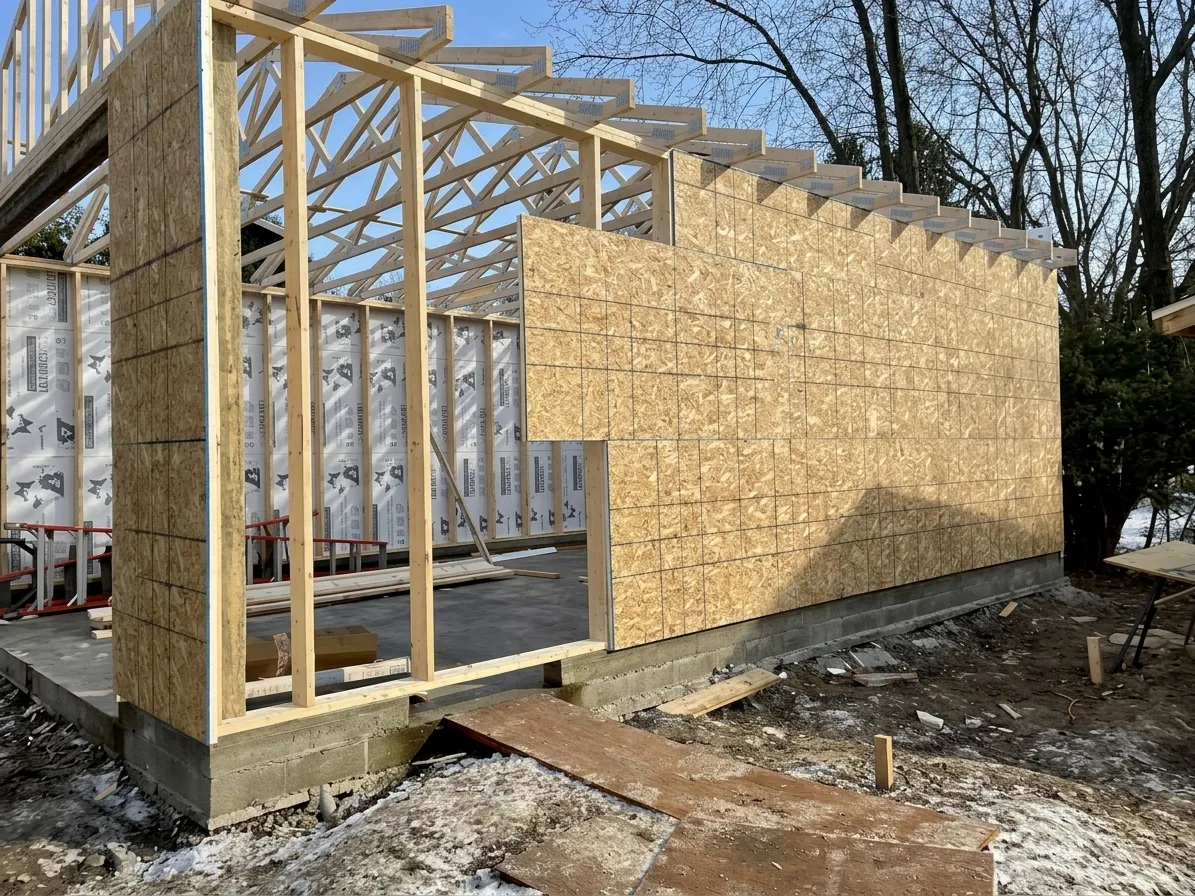 Garage détaché complété avec revêtement et porte
